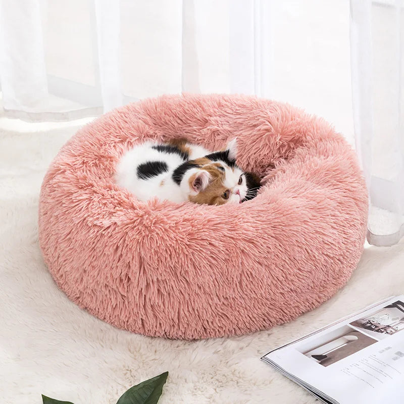Soft Circular Cat Mattress with Filling,Comfortable and Soft,Donut Cuddler Warming Cozy Soft round Bed, Fluffy Plush Cushion Bed