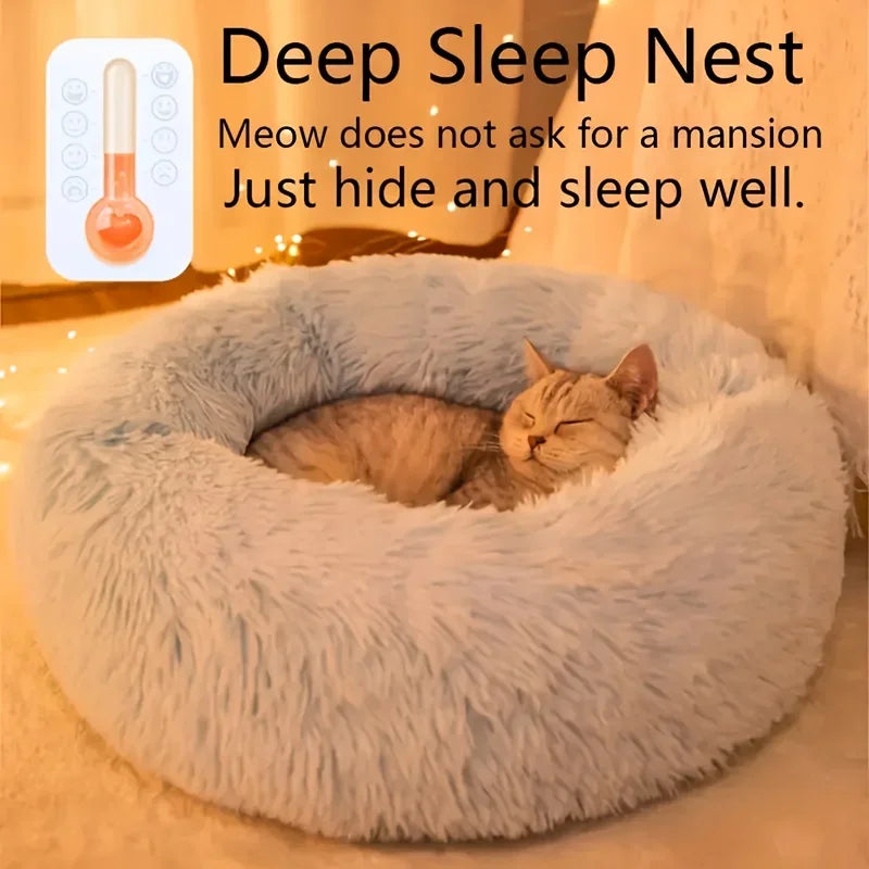 Soft Circular Cat Mattress with Filling,Comfortable and Soft,Donut Cuddler Warming Cozy Soft round Bed, Fluffy Plush Cushion Bed