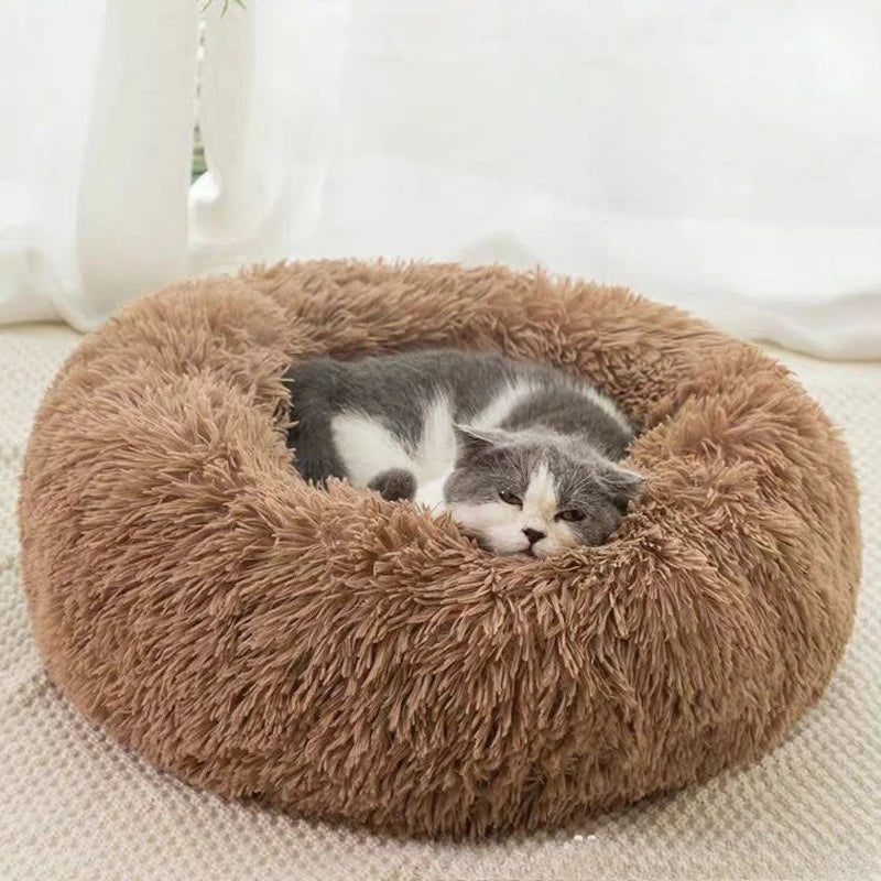 Soft Circular Cat Mattress with Filling,Comfortable and Soft,Donut Cuddler Warming Cozy Soft round Bed, Fluffy Plush Cushion Bed