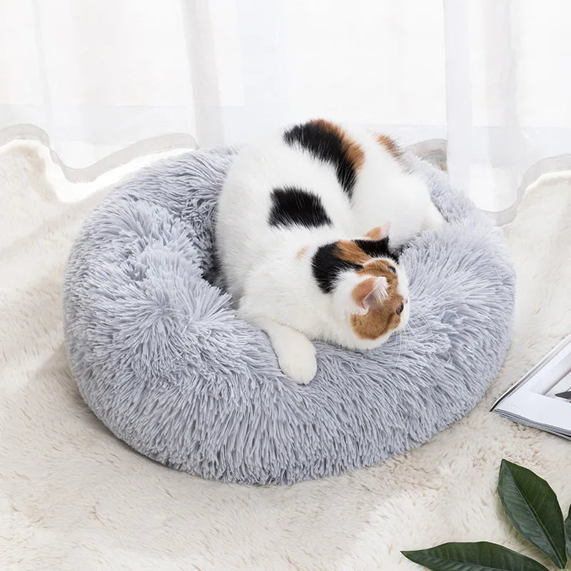 Soft Circular Cat Mattress with Filling,Comfortable and Soft,Donut Cuddler Warming Cozy Soft round Bed, Fluffy Plush Cushion Bed