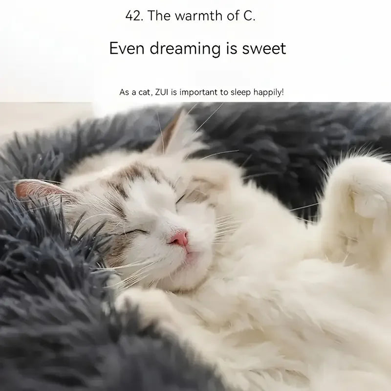Soft Circular Cat Mattress with Filling,Comfortable and Soft,Donut Cuddler Warming Cozy Soft round Bed, Fluffy Plush Cushion Bed