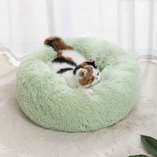 Soft Circular Cat Mattress with Filling,Comfortable and Soft,Donut Cuddler Warming Cozy Soft round Bed, Fluffy Plush Cushion Bed